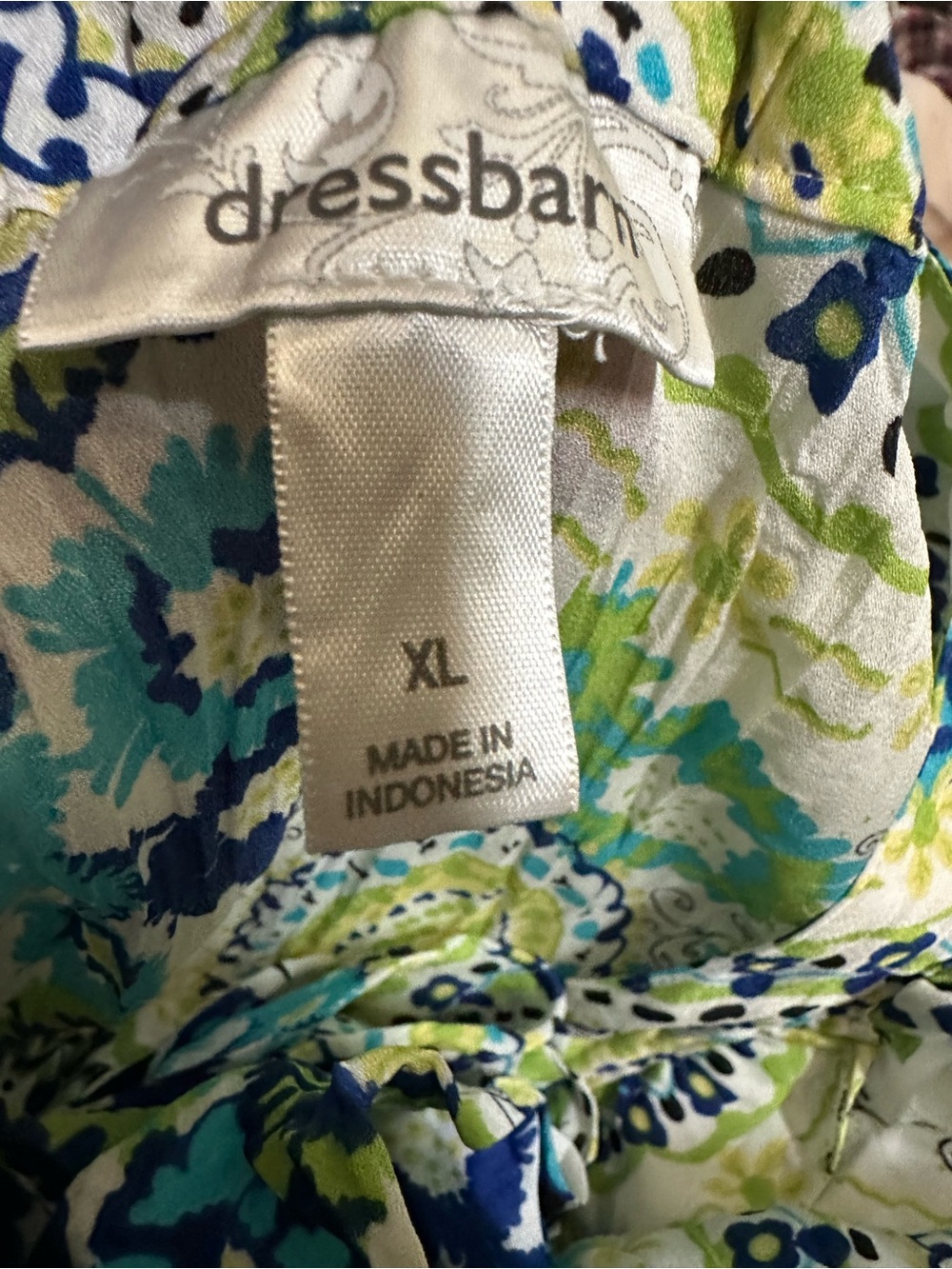 dressbarn Blue & Green Paisley Ruffle V-Neck Blouse - Picture 2 of 4